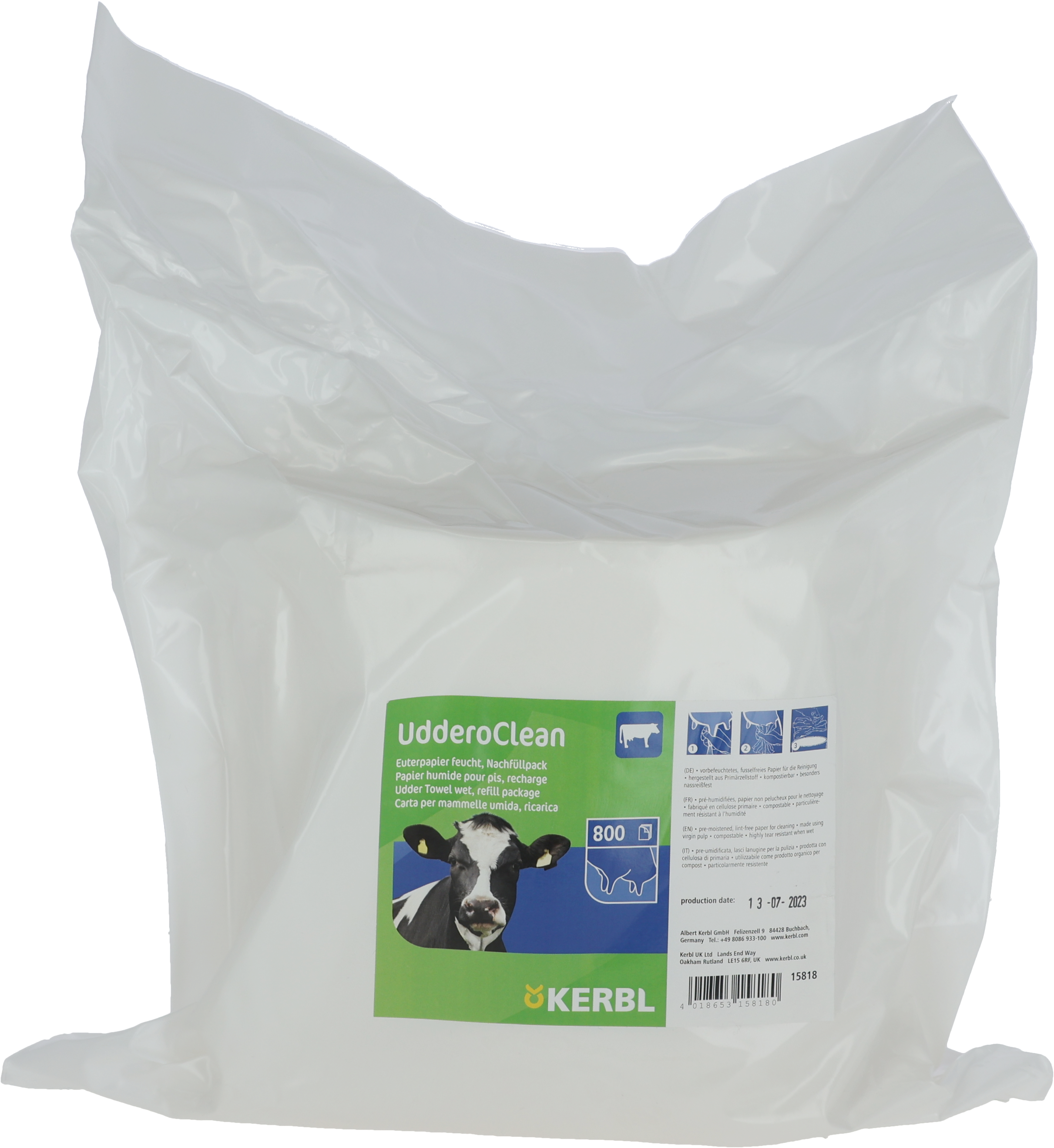 Bild KERBL Euterpapier UdderoClean feucht